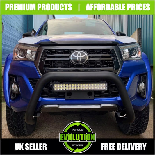 BLACK AXLE NUDGE A-BAR, BULL BAR GUARD TO FIT TOYOTA HILUX 2016-2020