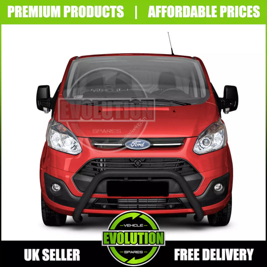 BULL BAR BLACK AXLE NUDGE A-BAR, GUARD TO FIT FORD TRANSIT CUSTOM 2013-2018