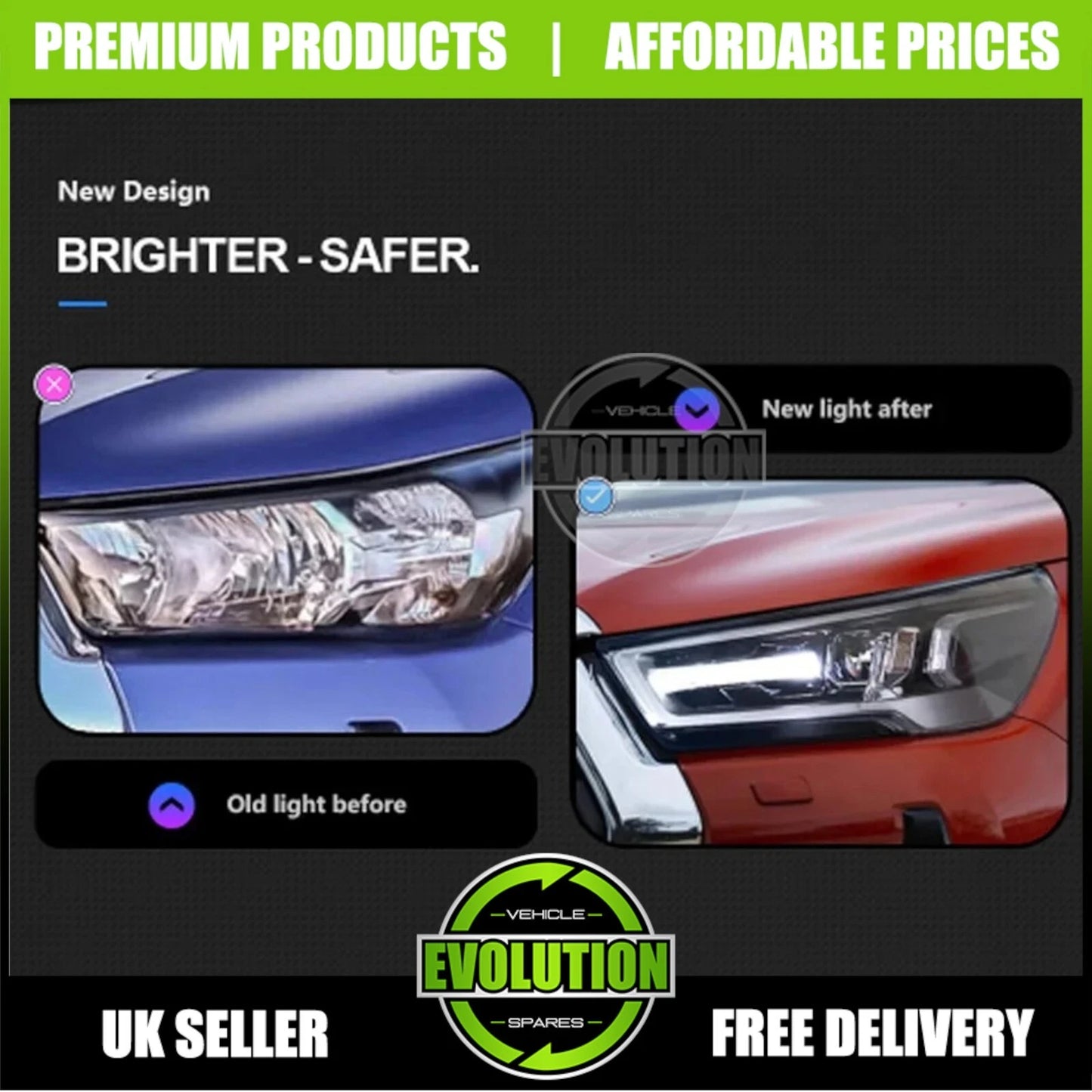 Headlight Headlamp LED DRL Passenger Left Replacement Toyota Hilux 2020-2024 on MK9