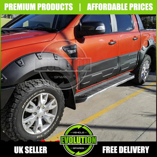 MATT BLACK SIDE DOOR BODY KIT CLADDING TRIM FITS FORD RANGER 2012-2021 T6 T7 T8