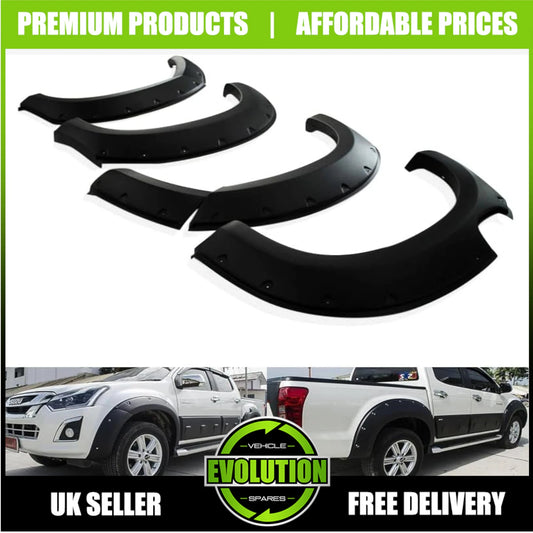fits Isuzu D-Max 2016-2019 Wide Wheel Arch Kit Matt Black Bolt Look