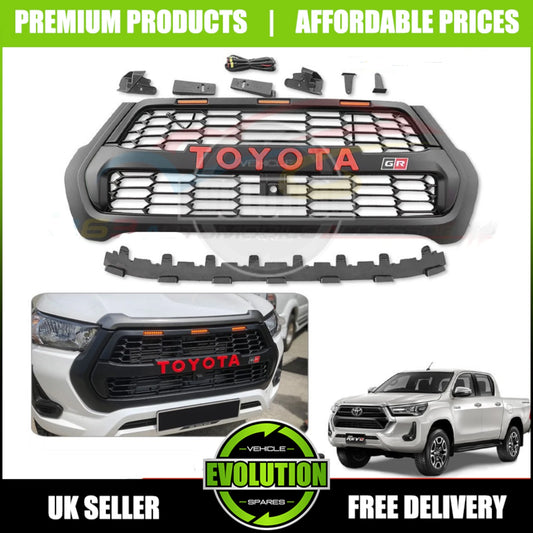 FRONT GRILLE GRILL GR SPORT SYLE LED MATTE FOR TOYOTA HILUX INVINCIBLE 2020-2025