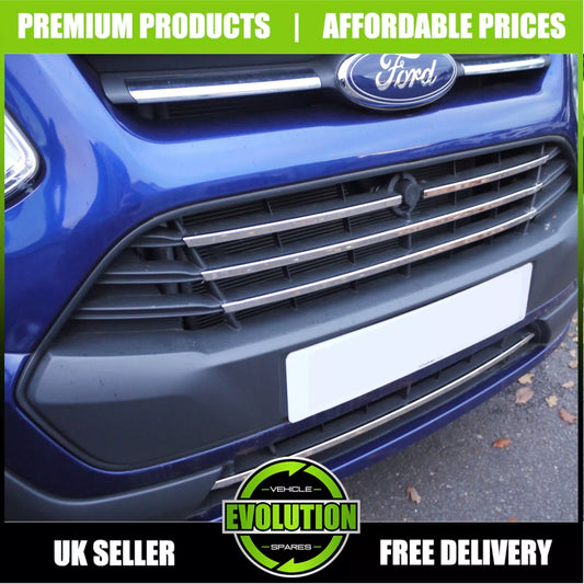 Chrome Front Grill 5 pcs STAINLESS STEEL TO FIT FORD TRANSIT CUSTOM 2013 to 2018