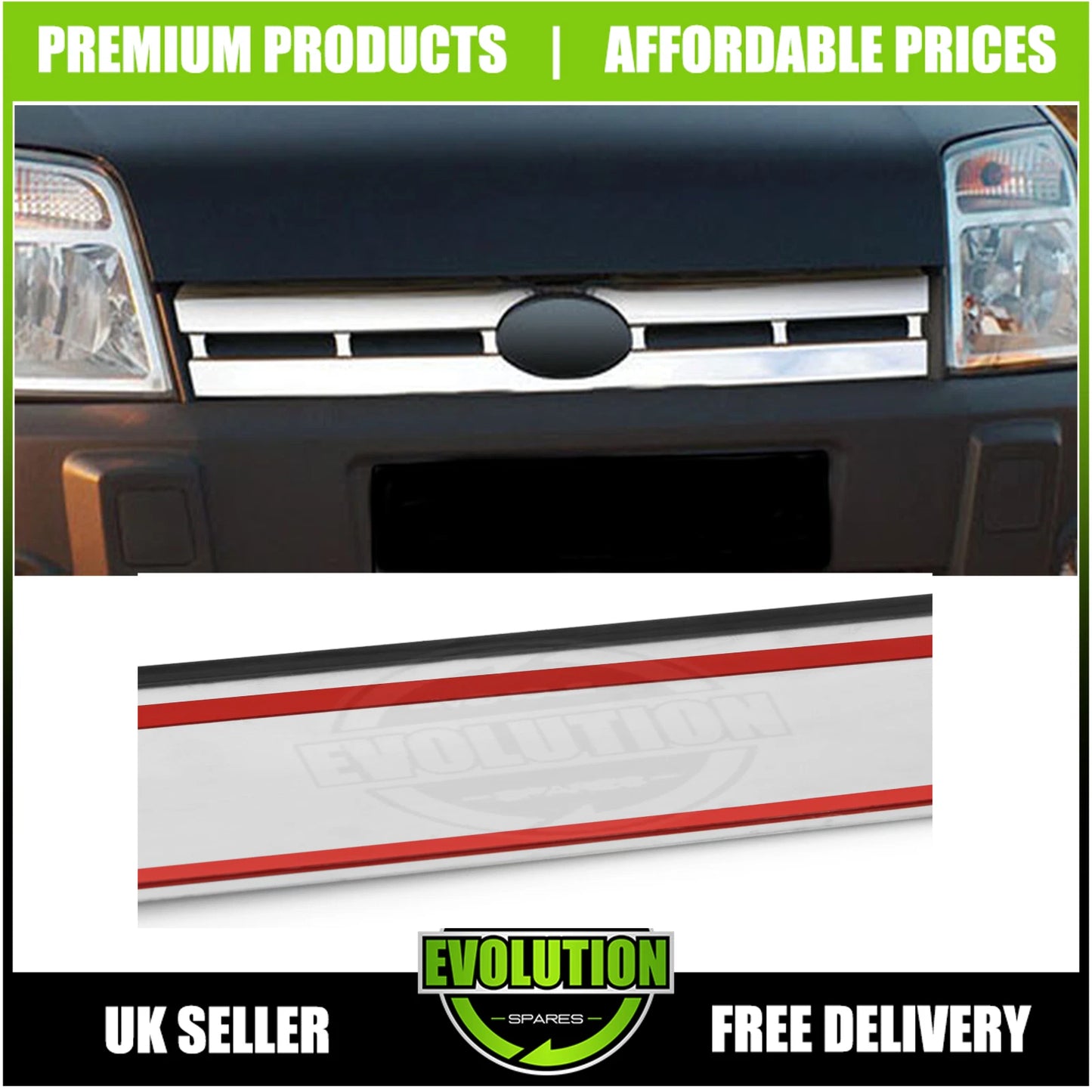 TO FIT FORD TRANSIT CONNECT 2006-09 CHROME FRONT GRILL SET KIT STAINLESS STEEL