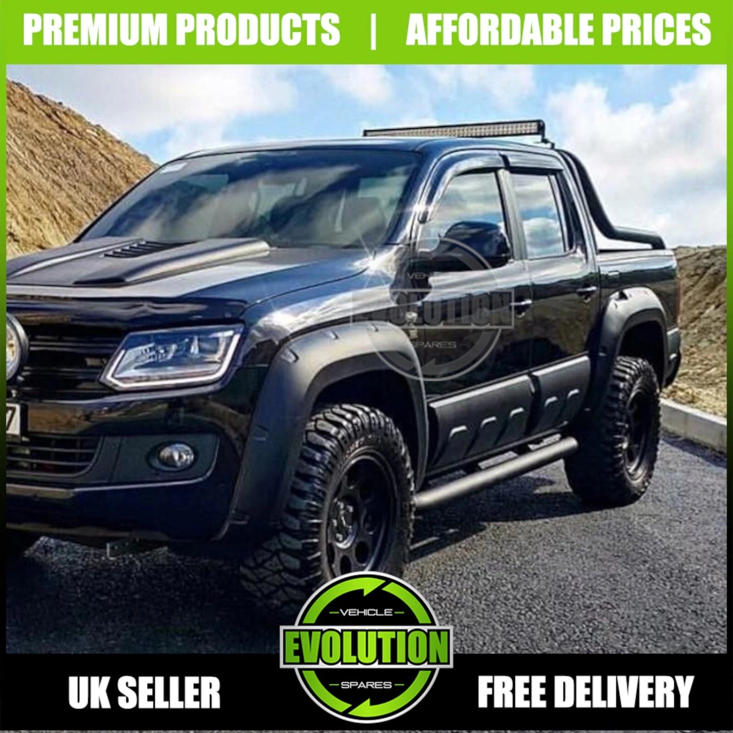 MATTE BLACK LARGE SIDE DOOR BODY KIT CLADDING TRIM FITS VW AMAROK MK1 2010-2020