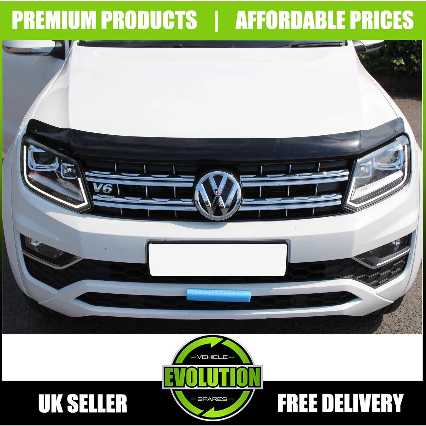 BONNET GUARD WIND STONE DEFLECTOR PROTECTOR VW AMAROK 2010-2016 GLOSS BLACK