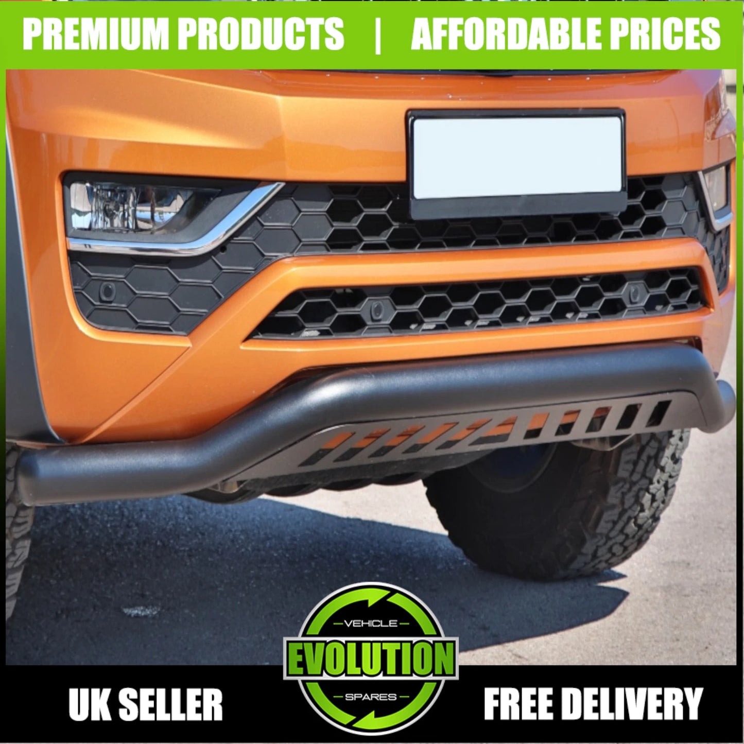 BLACK NUDGE A-BAR BULL BAR GUARD CITY AXLE TO FIT VW AMAROK 2010-2016
