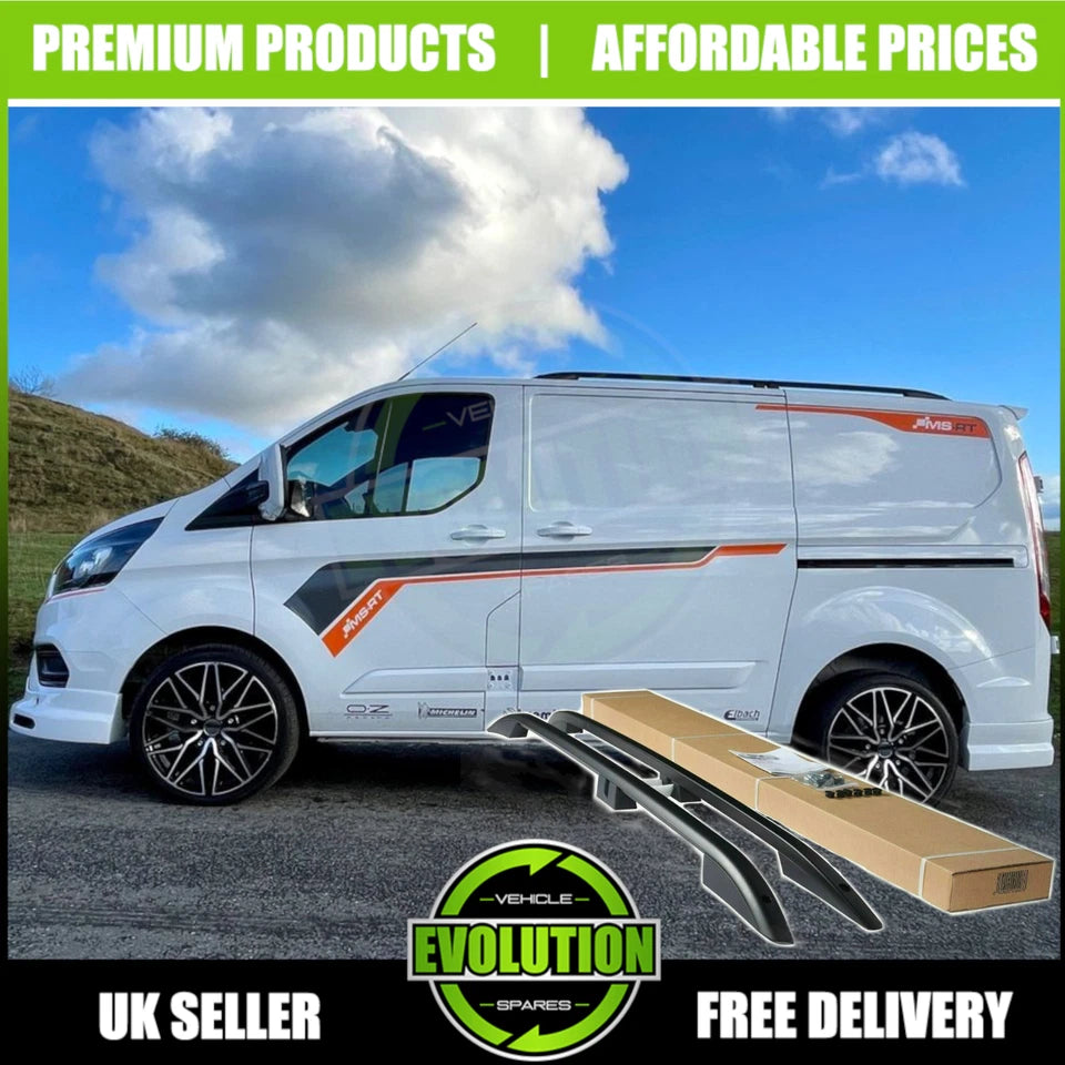 SWB ROOF RAILS BARS BLACK RACK BAR TO FIT FORD TRANSIT CUSTOM 2013-2022
