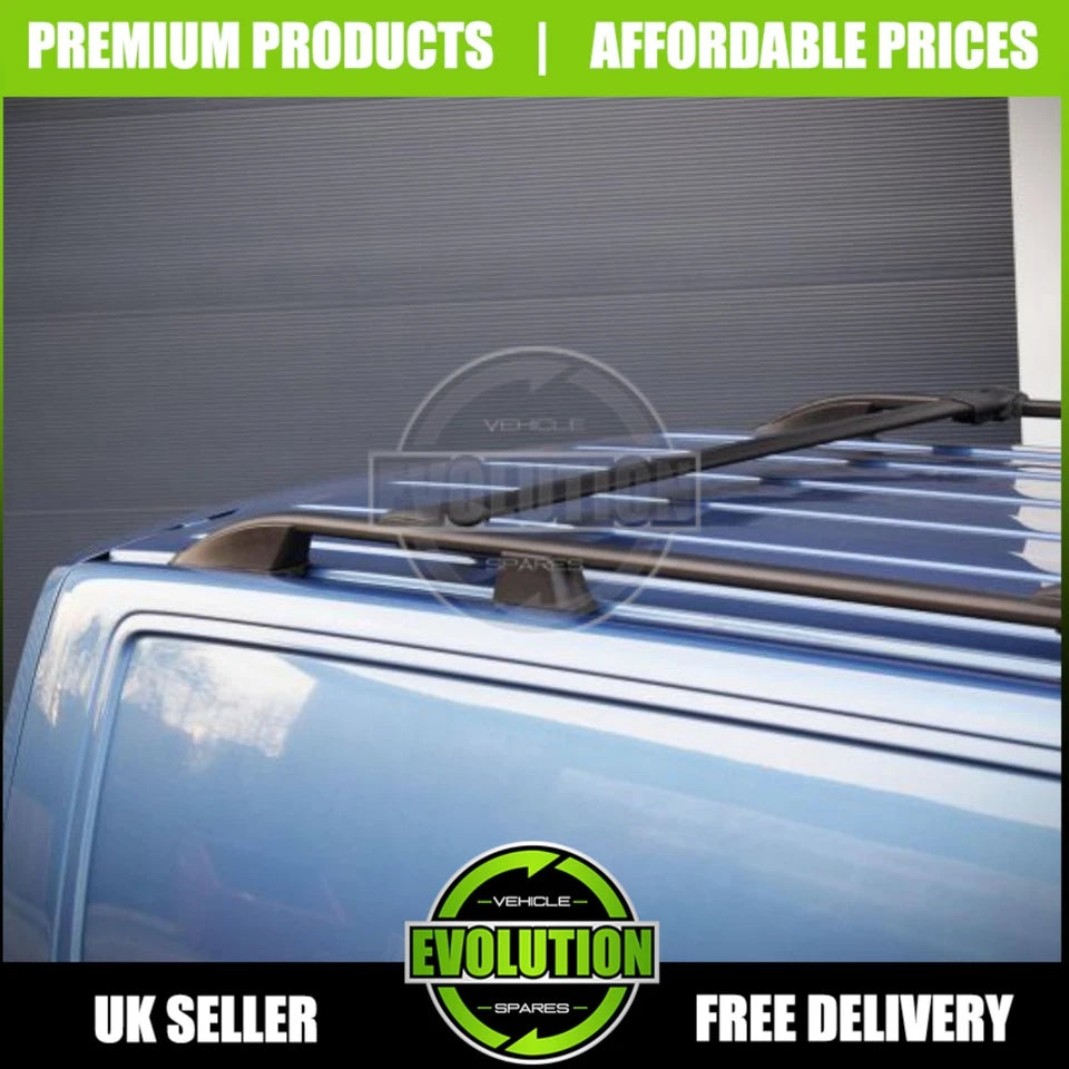 BLACK CROSS BAR SET ROOF BARS RACK FOR FORD TRANSIT CUSTOM 2024- MK2 OEM QUALITY