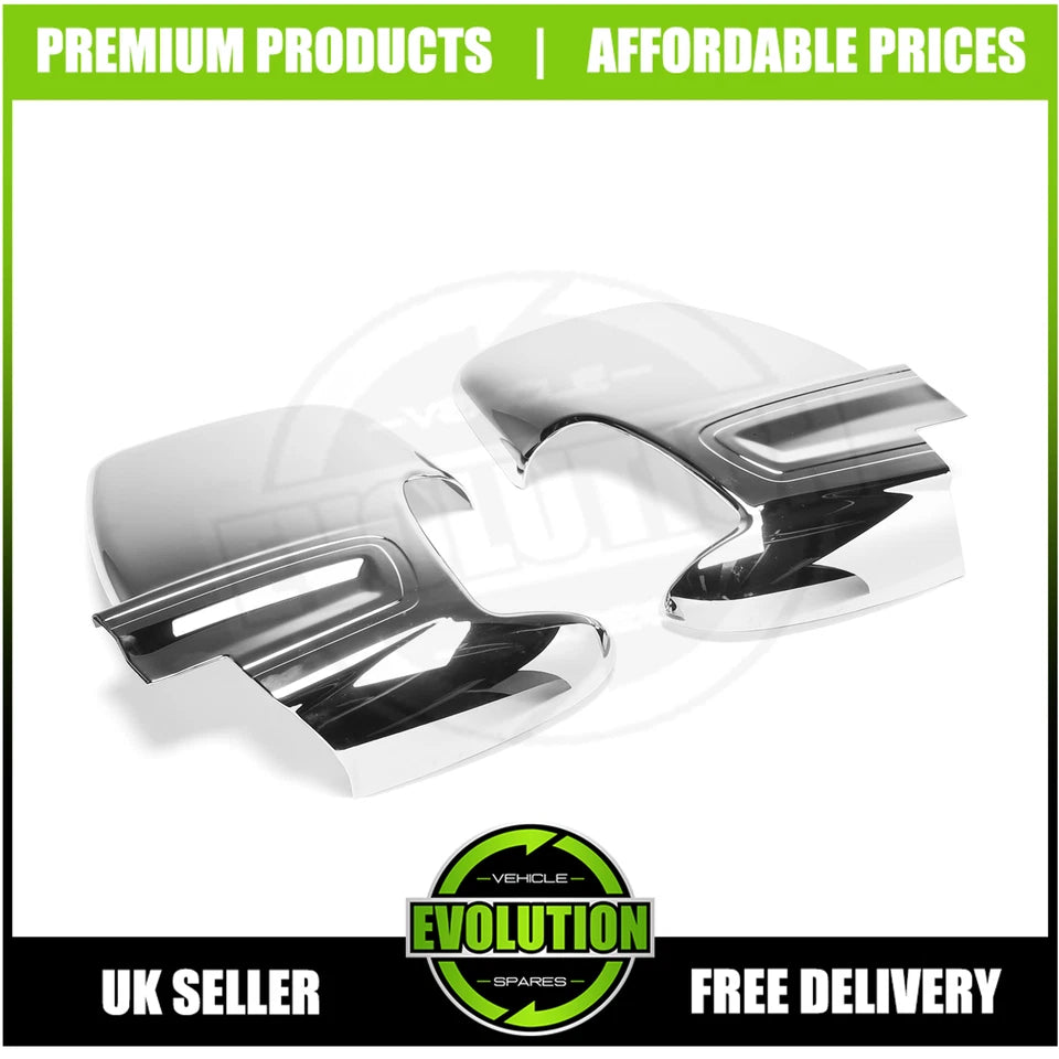 TO FIT FORD TRANSIT CHROME WING SIDE MIRROR COVERS SURROUNDS CAPS SET 2014+ MK8