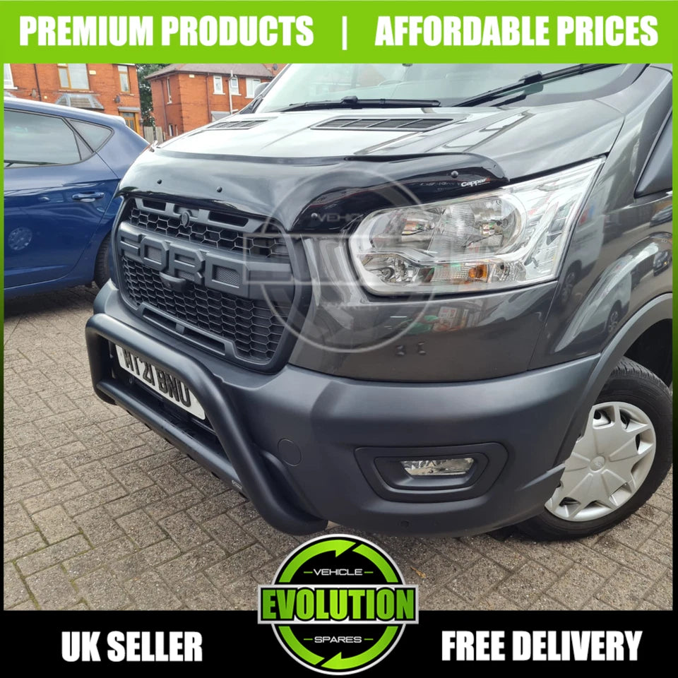 BONNET GUARD BUG DEFLECTOR BRA GLOSS BLACK FITS FORD TRANSIT 2019-2024 MK9