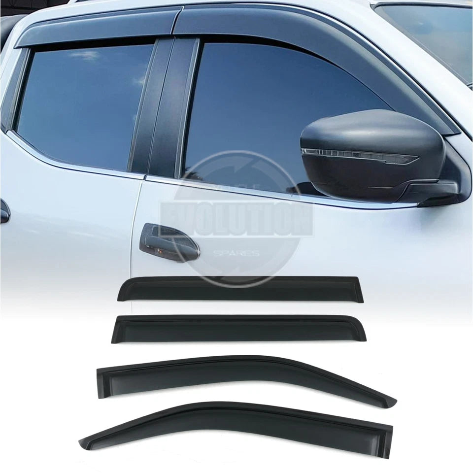 WIND RAIN SUN SMOKE GUARD DEFLECTORS GLOSS FITS NISSAN NAVARA NP300 2016-2022