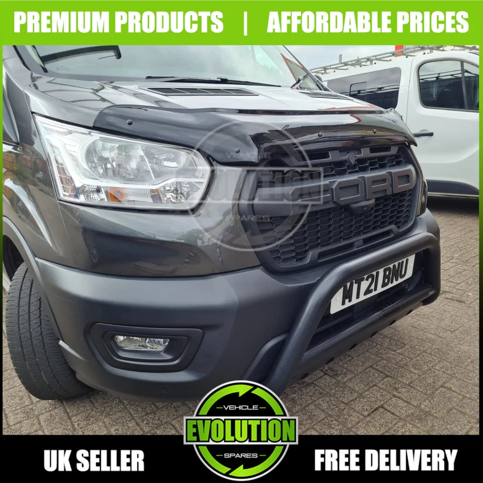BONNET GUARD BUG DEFLECTOR BRA GLOSS BLACK FITS FORD TRANSIT 2019-2024 MK9