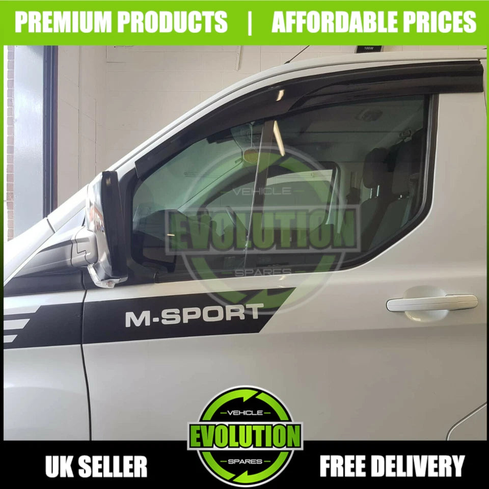 WIND RAIN SMOKE DEFLECTORS TO FIT FORD TRANSIT CUSTOM 13-22 VISORS EXTERNAL FIT