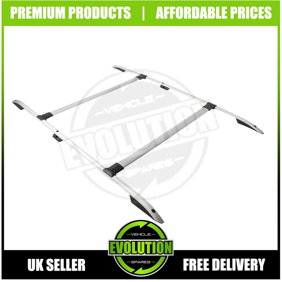 ROOF RACK RAILS & CROSS BARS SILVER SET FITS FORD TRANSIT CUSTOM SWB 2013-2023