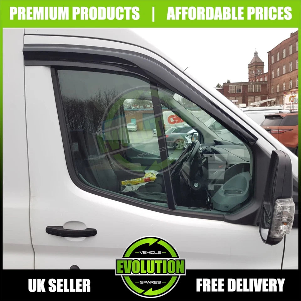 WIND RAIN SUN SMOKE GUARD DEFLECTORS GLOSS FOR FORD TRANSIT MK8 2014-2023