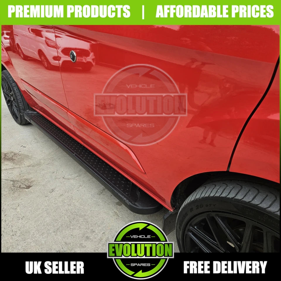 Side Steps Bars Running Boards black steel fit Ford Transit Custom 2013-2023 SWB