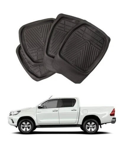 To fit TOYOTA Hilux 2005-2022 Deep Tray Rubber Floor Mats Heavy Duty Mud Mats