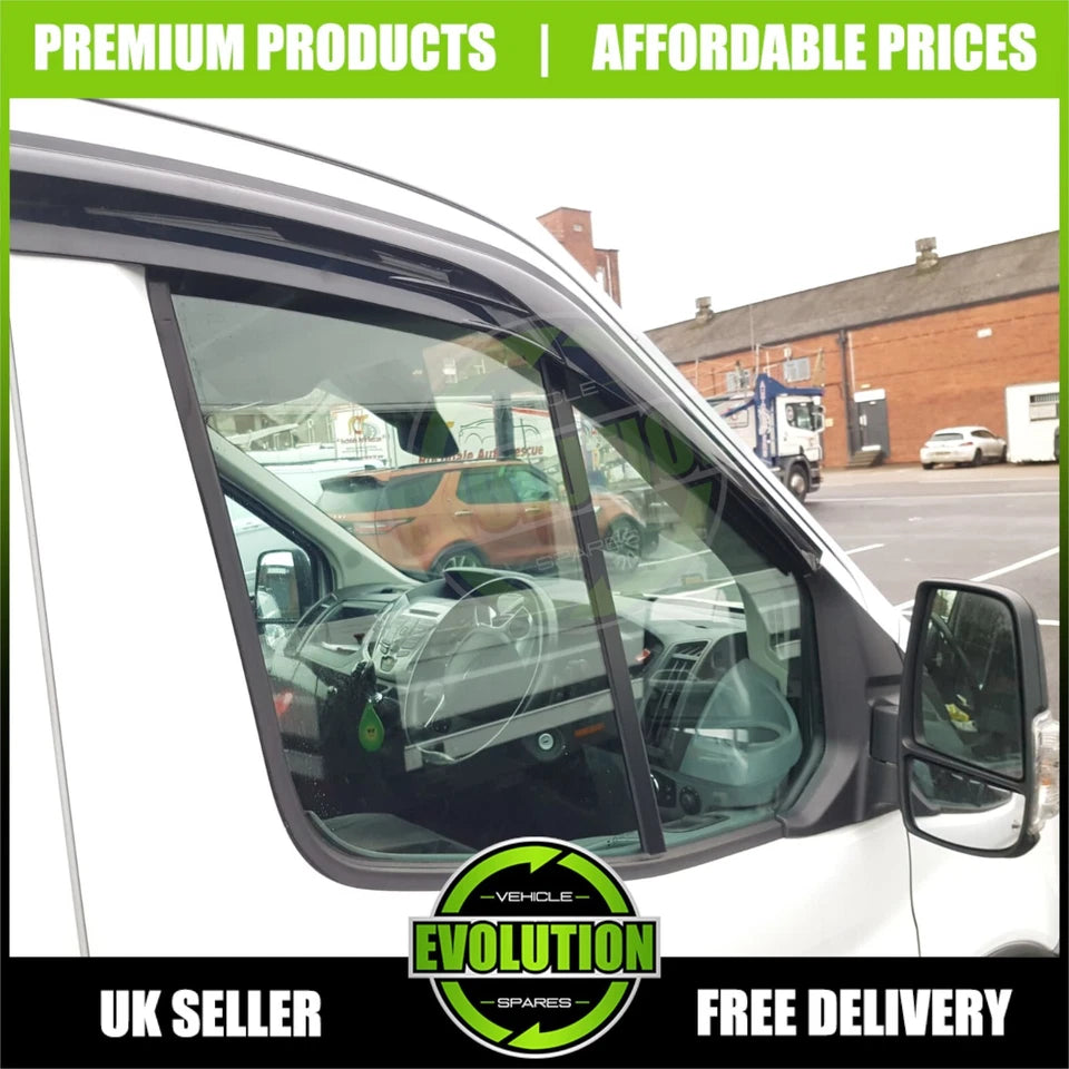 WIND RAIN SUN SMOKE GUARD DEFLECTORS GLOSS FOR FORD TRANSIT MK8 2014-2023