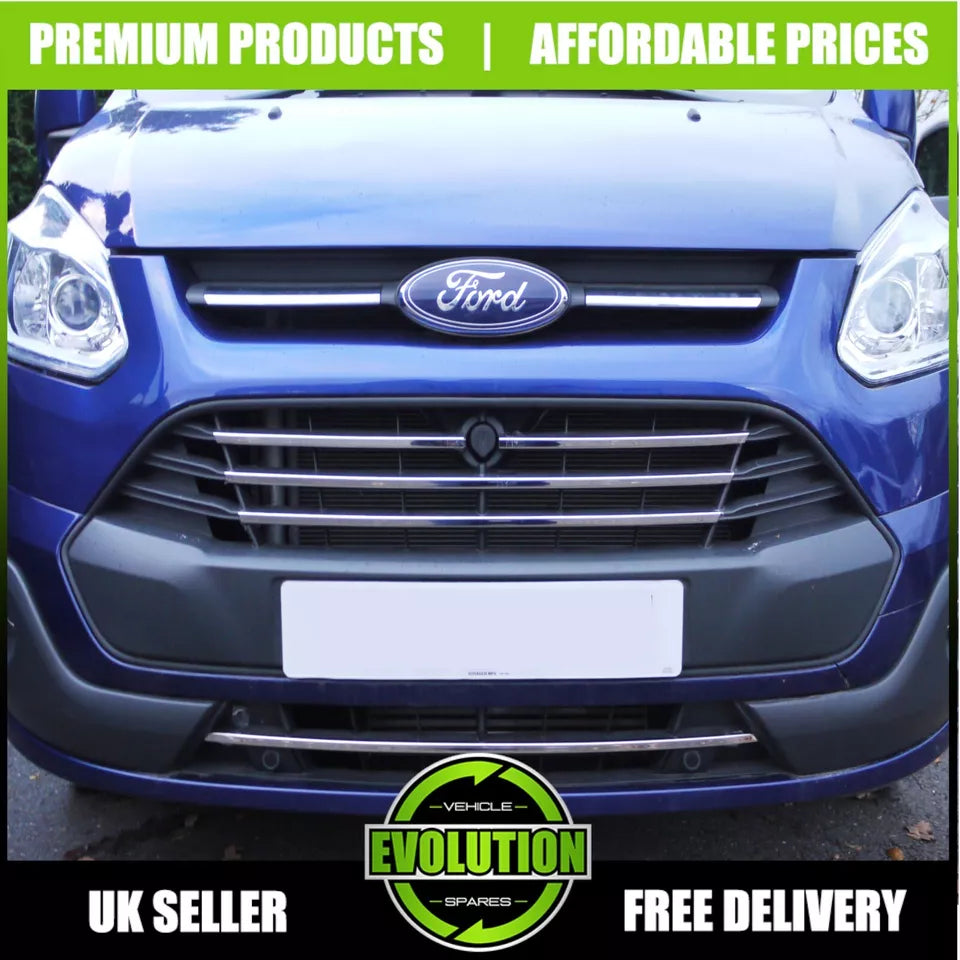 Chrome Front Grill 5 pcs STAINLESS STEEL TO FIT FORD TRANSIT CUSTOM 2013 to 2018