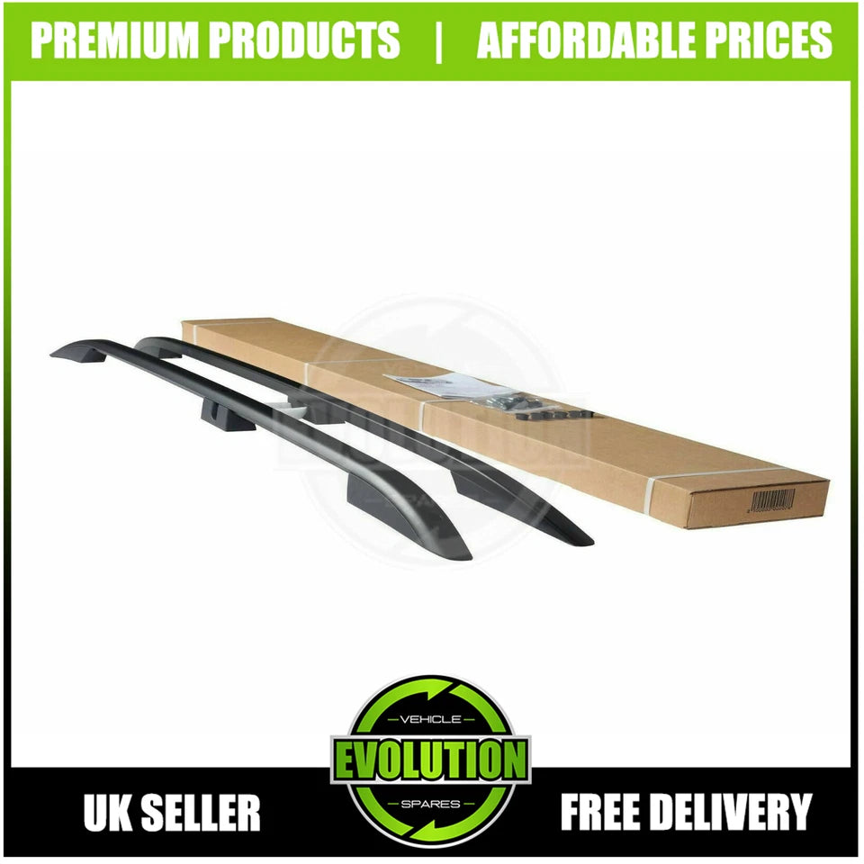 ROOF RACK RAILS & CROSS BARS SET SATIN BLACK FITS FORD TRANSIT CUSTOM 2013-2022