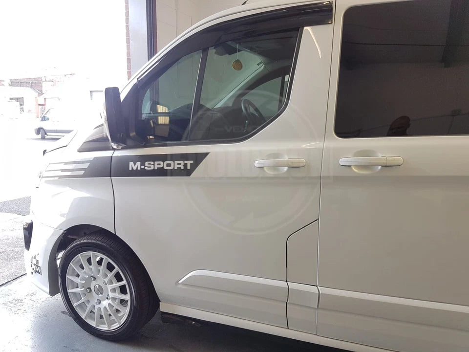 WIND RAIN SMOKE DEFLECTORS VISORS TO FIT FORD TRANSIT CUSTOM 13-22 EXTERNAL FIT