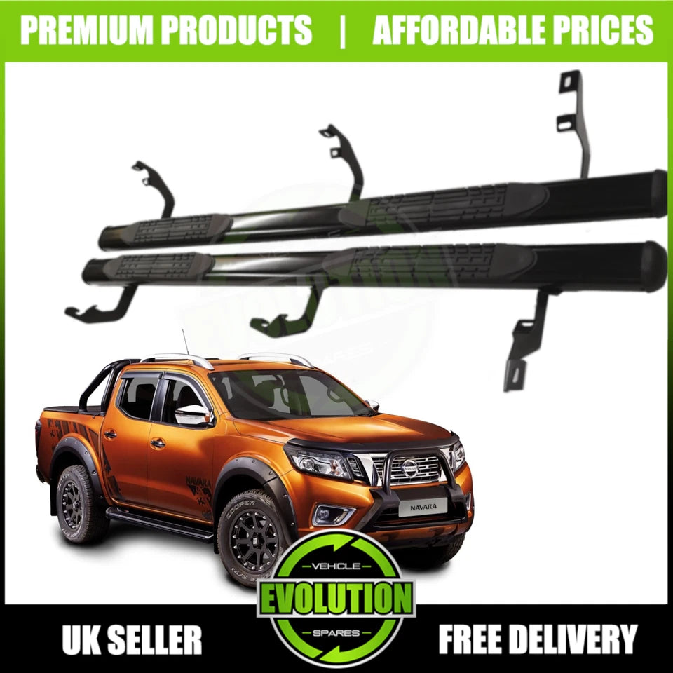 FITS Nissan NAVARA 2016-2022 Black Side Steps Bars Running Boards