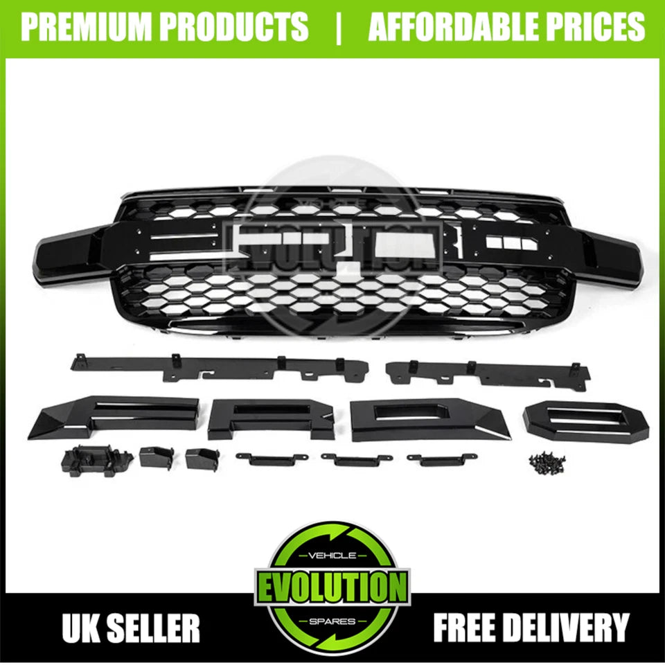 GLOSS BLACK HONEYCOMB FRONT GRILLE GRILL FOR FORD RANGER T9 WILDTRAK 2023-2025