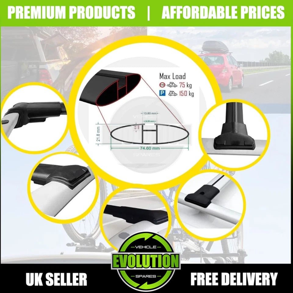 BLACK CROSS BAR SET ROOF BARS RACK FOR FORD TRANSIT CUSTOM 2024- MK2 OEM QUALITY