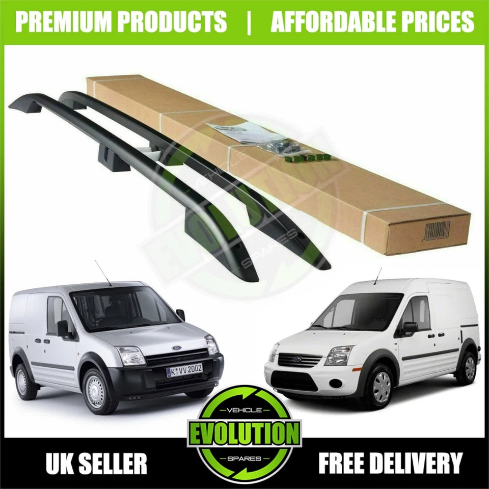 ROOF RACK RAILS & CROSS BARS SET SATIN BLACK FITS FORD TRANSIT CONNECT 2003-2014