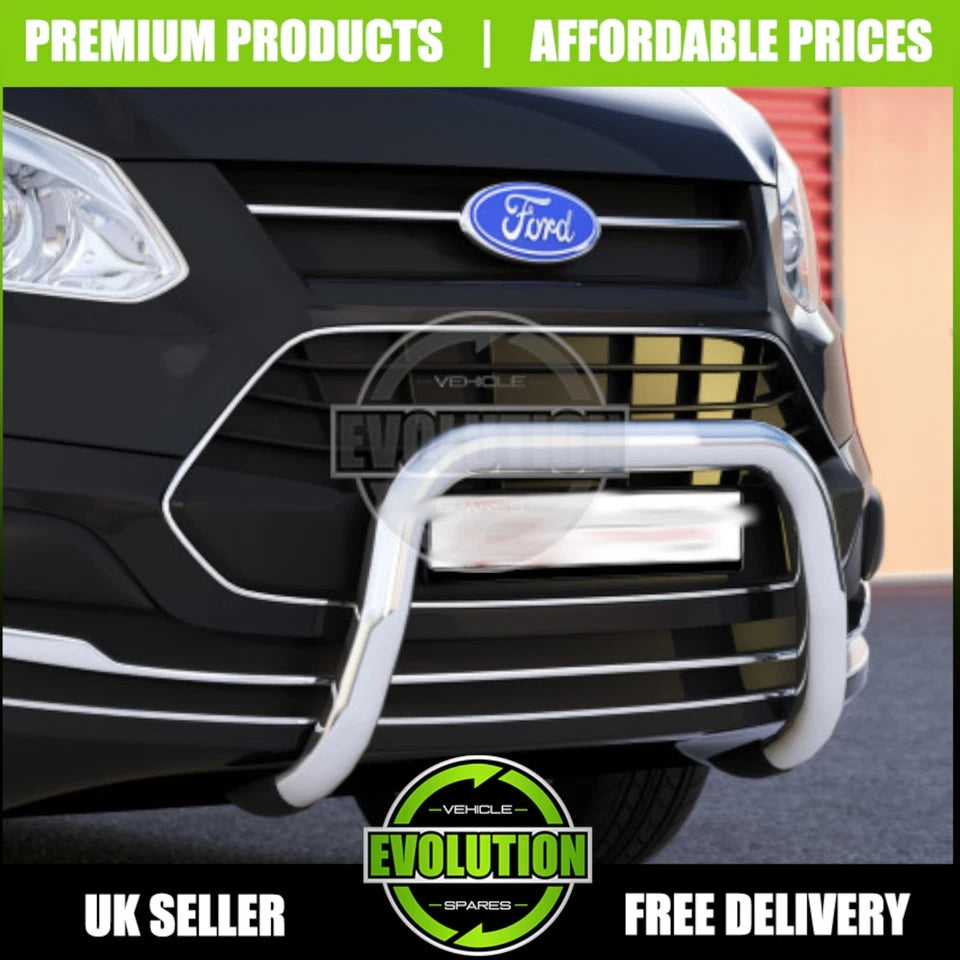 STEEL CHROME AXLE NUDGE A-BAR BULL BAR GUARD FIT FORD TRANSIT CUSTOM 2013-2018