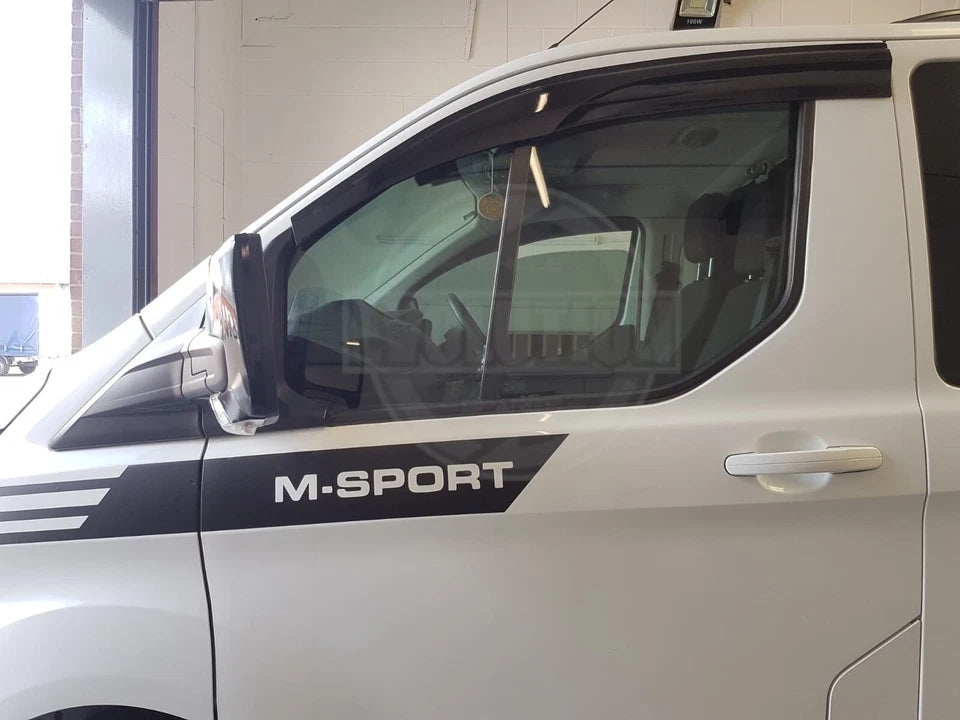 WIND RAIN SMOKE DEFLECTORS VISORS TO FIT FORD TRANSIT CUSTOM 13-22 EXTERNAL FIT