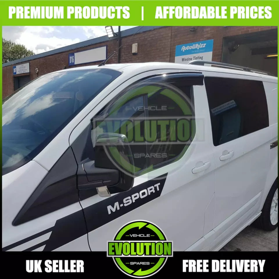 WIND RAIN SMOKE DEFLECTORS TO FIT FORD TRANSIT CUSTOM 13-22 VISORS EXTERNAL FIT