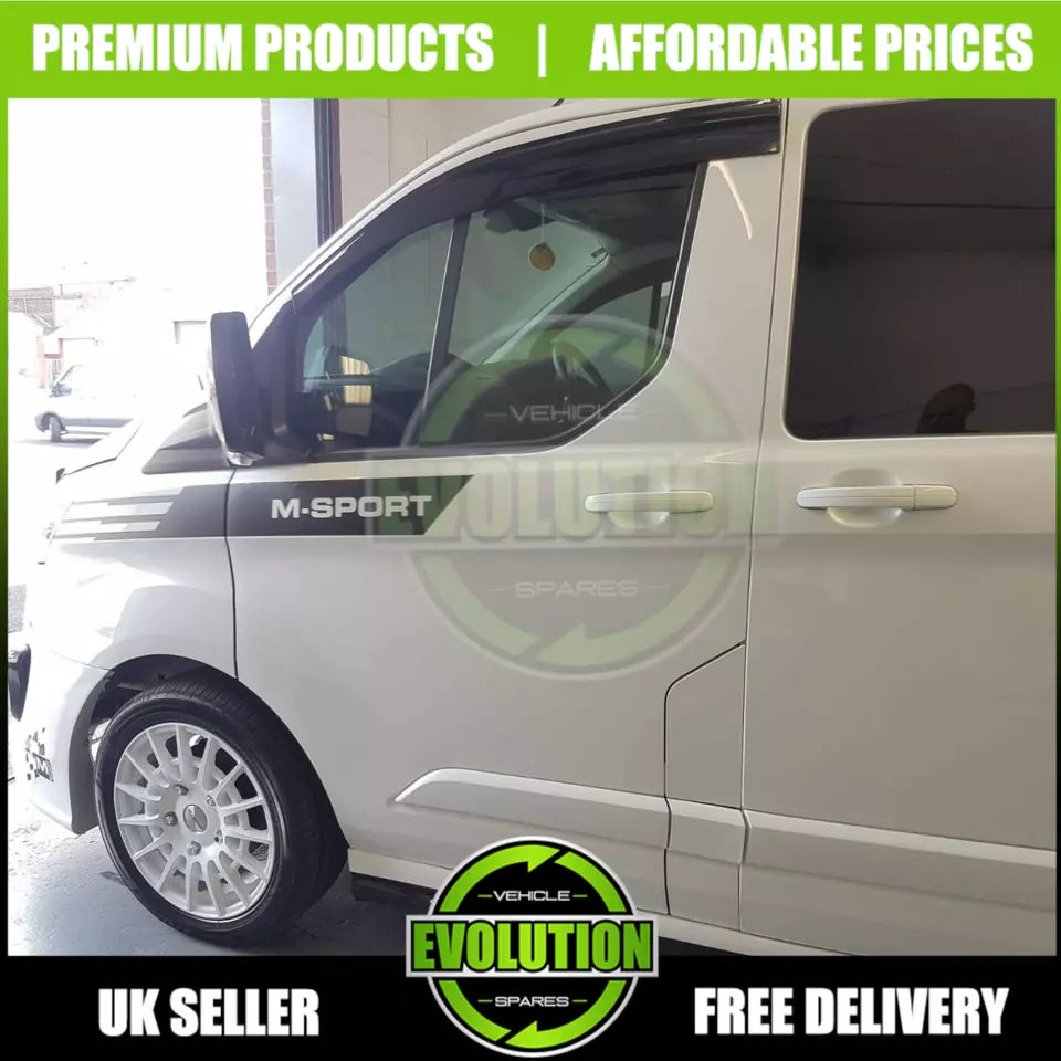 WIND RAIN SMOKE DEFLECTORS TO FIT FORD TRANSIT CUSTOM 13-22 VISORS EXTERNAL FIT