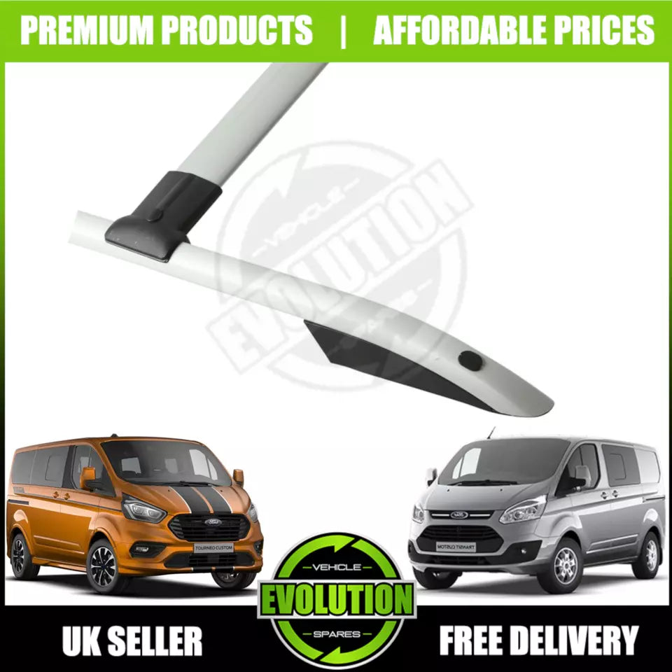 ROOF RACK RAILS & CROSS BARS SILVER SET FITS FORD TRANSIT CUSTOM SWB 2013-2023