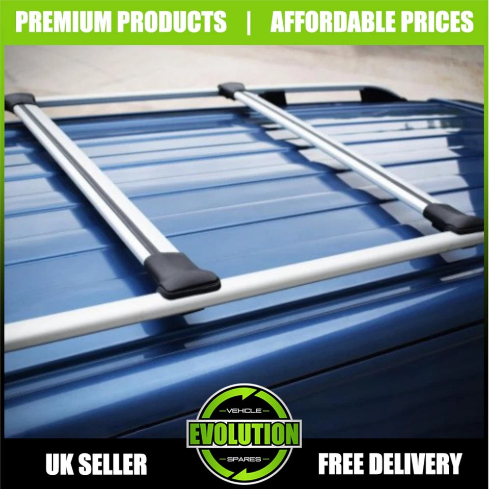ROOF RACK RAILS & CROSS BARS SILVER SET FITS FORD TRANSIT CUSTOM SWB 2013-2023