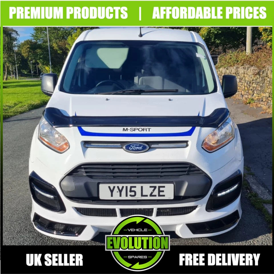 BONNET GUARD BUG DEFLECTOR BRA GLOSS BLACK FITS FORD TRANSIT CONNECT 2014-2018