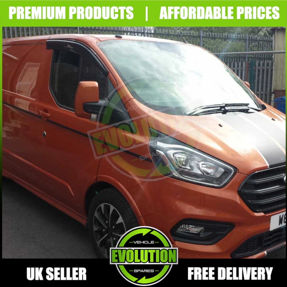 WIND DEFLECTORS RAIN SMOKE TO FIT FORD TRANSIT CUSTOM 2013 - 2022 SET OF 2