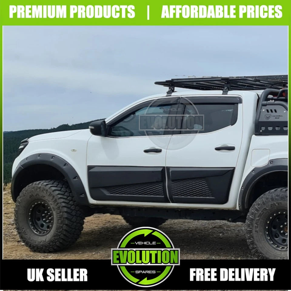MATT BLACK SIDE DOOR BODY KIT CLADDING TRIM FITS Nissan Navara NP300 2016-2022