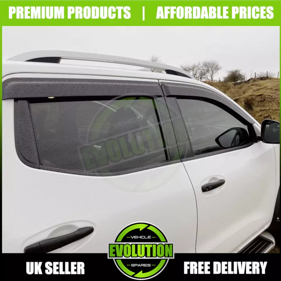 WIND RAIN SMOKE DEFLECTORS WINDOW GLOSS VISORS FOR NISSAN NAVARA NP300 2016-2022