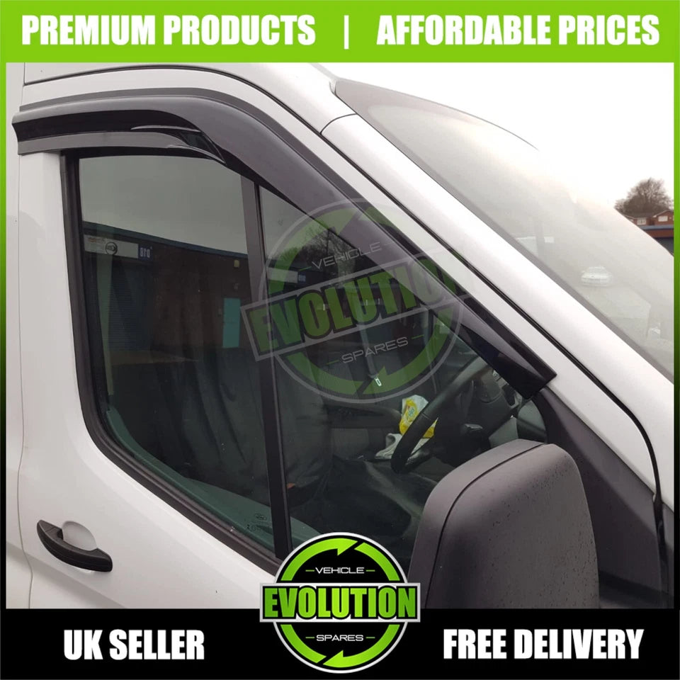 WIND RAIN SMOKE DEFLECTORS FITS FORD TRANSIT MK8 2014-2023 VISORS EXTERNAL FIT