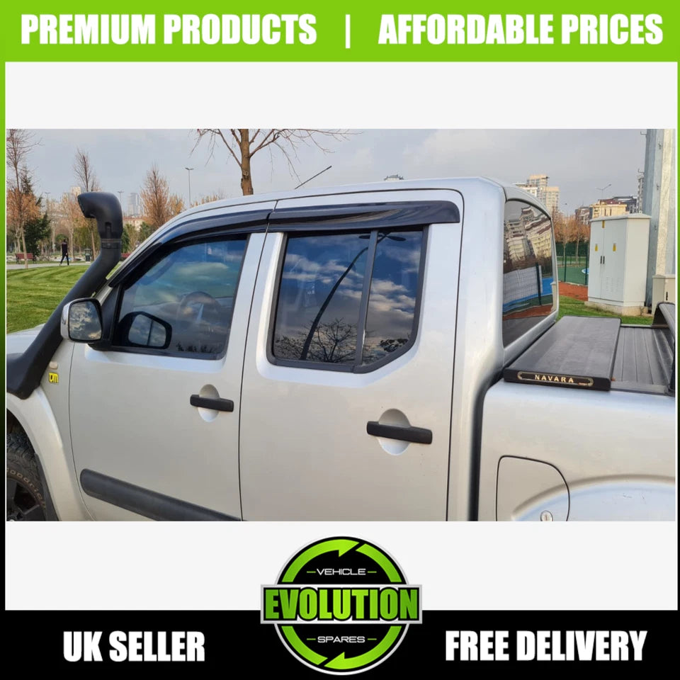 Wind Deflectors Sun Visor for Nissan Navara D40 2006-2015 Double Cab Smoke Black
