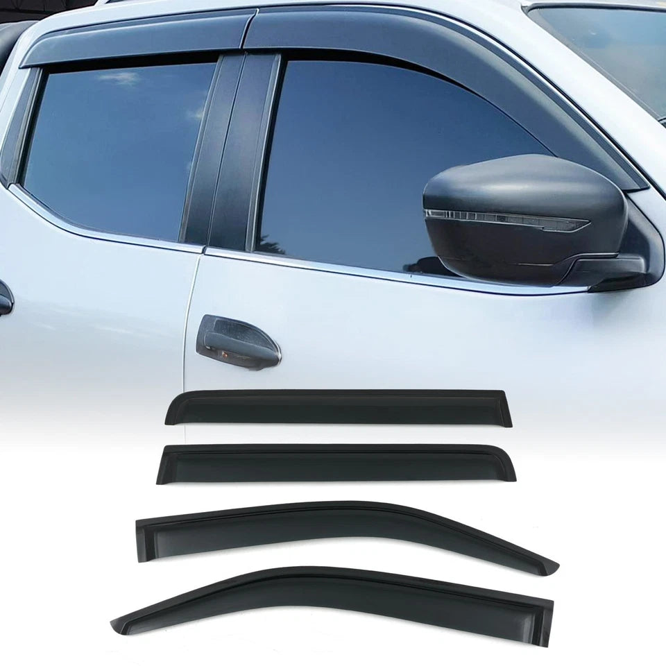 WIND RAIN SMOKE DEFLECTORS WINDOW GLOSS VISORS FOR NISSAN NAVARA NP300 2016-2022
