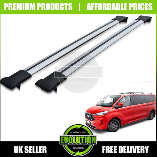 SILVER CROSS BAR SET ROOF BARS RACK FITS FORD TRANSIT CUSTOM 2023- MK2