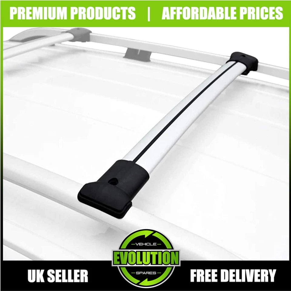 FITS FORD TRANSIT CUSTOM SWB 2013-22 SILVER ROOF RACK RAILS BARS + 4 CROSS BARS